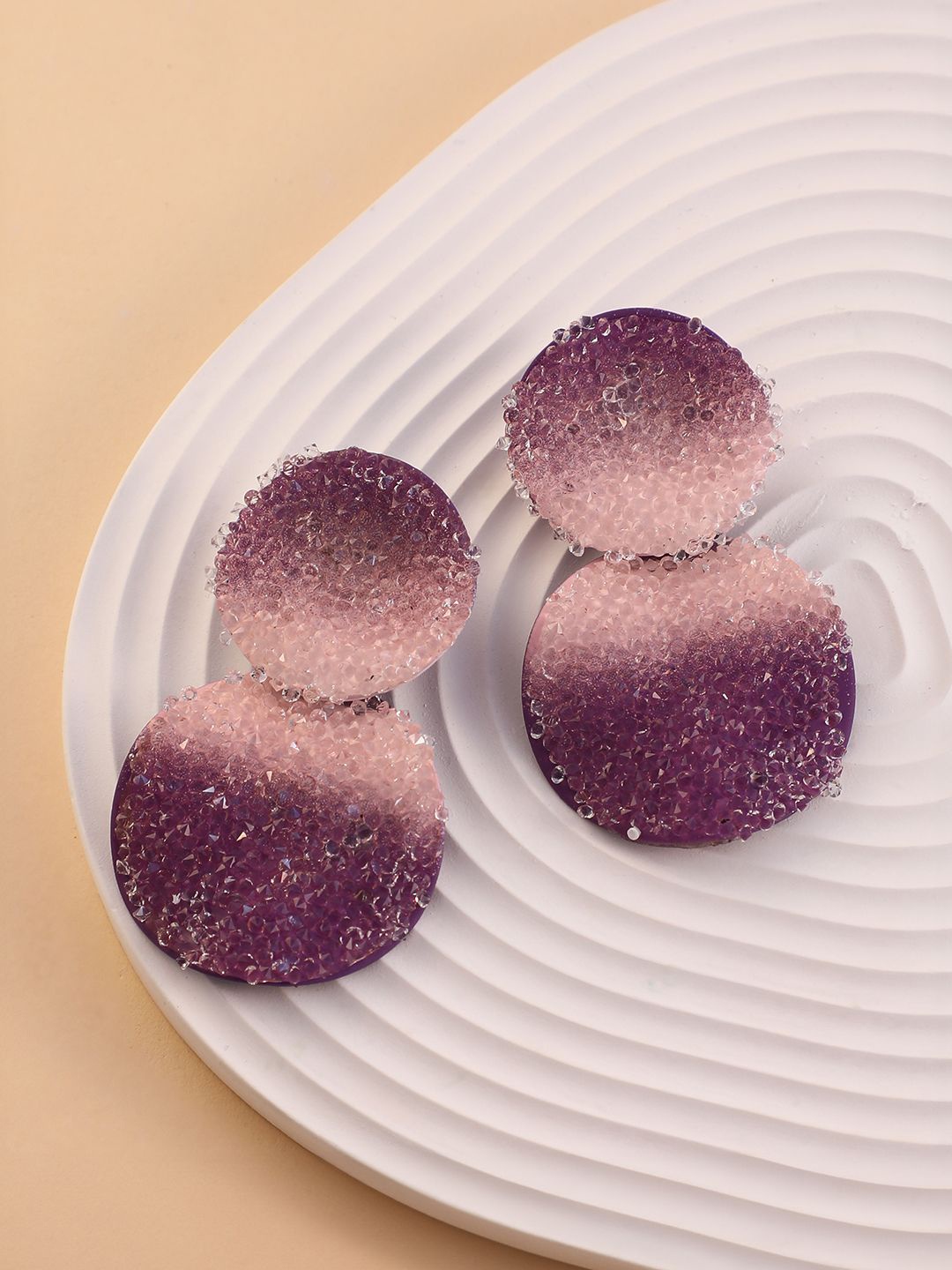 

SOHI Glacier Circular Amethyst Drop Earrings, Gold