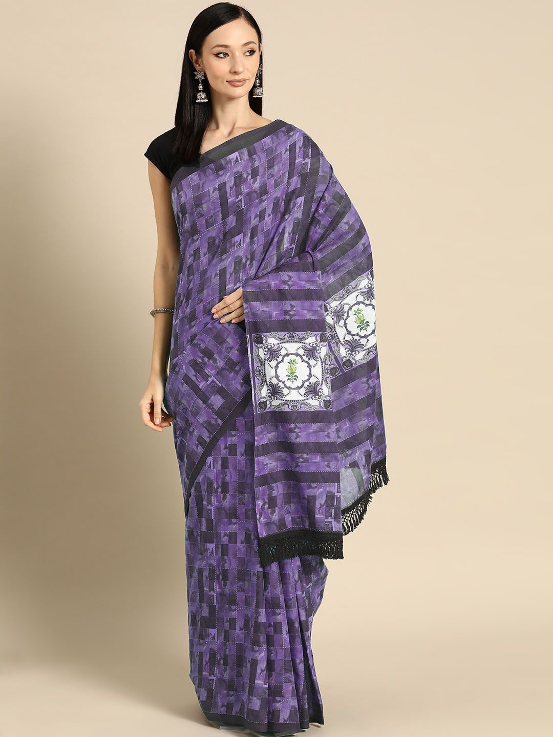 

BUTA BUTI Pure Cotton Saree, Pink