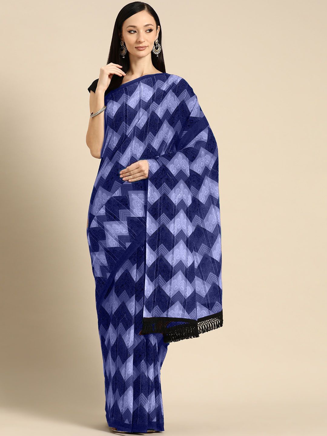 

BUTA BUTI Ethnic Motifs Pure Cotton Saree, Blue