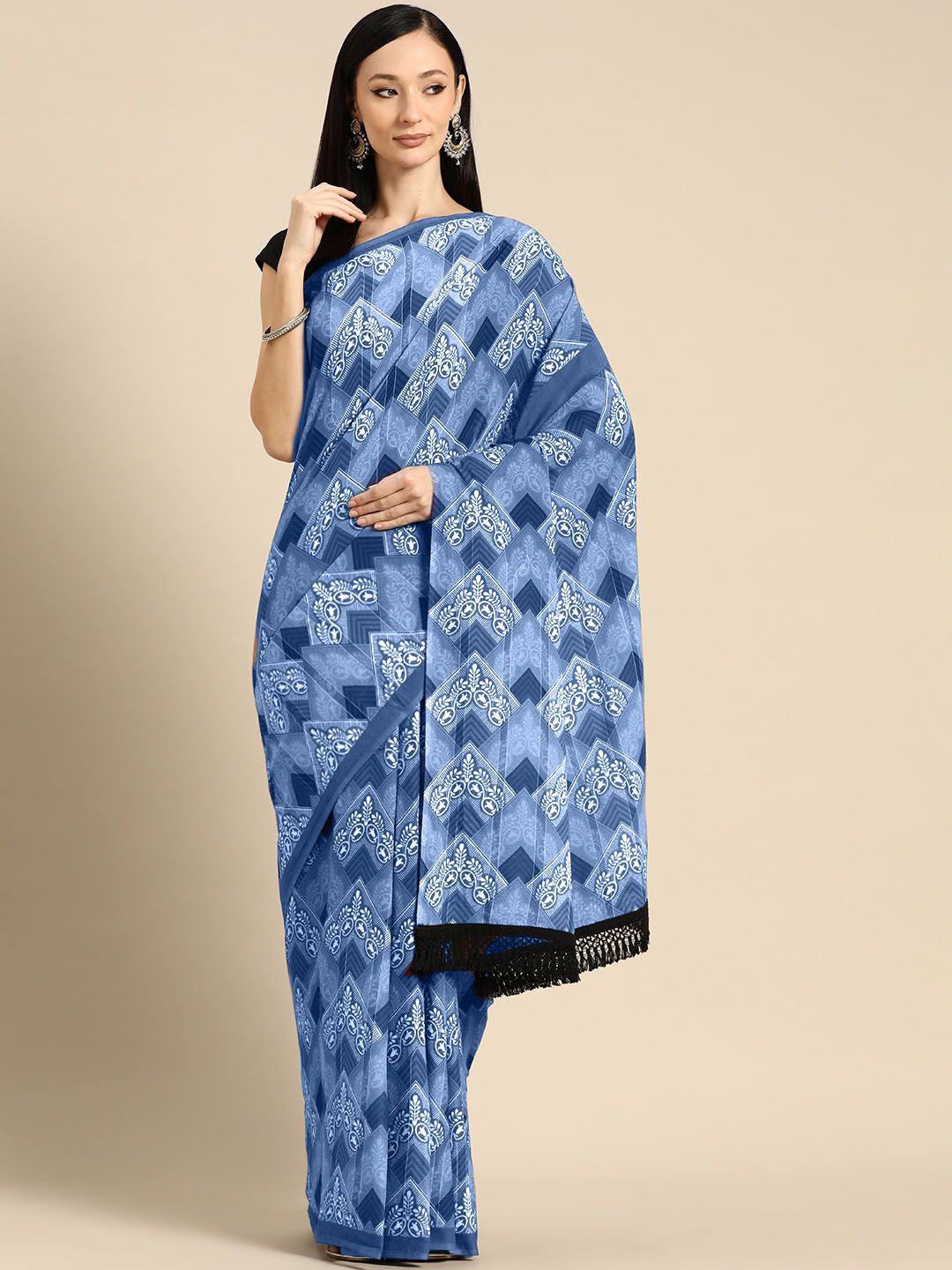 

BUTA BUTI Pure Cotton Saree, Blue