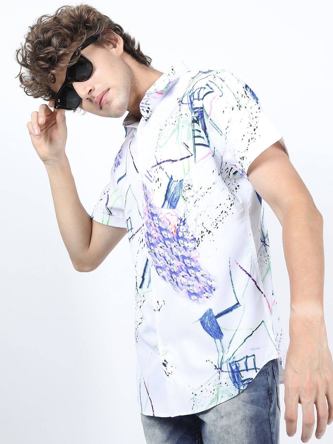 

Highlander Mens Printed Slim Fit Shirt, White