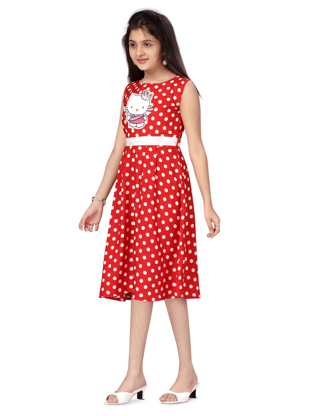 

BAESD Polka Dot Print Fit & Flare Dress, Red