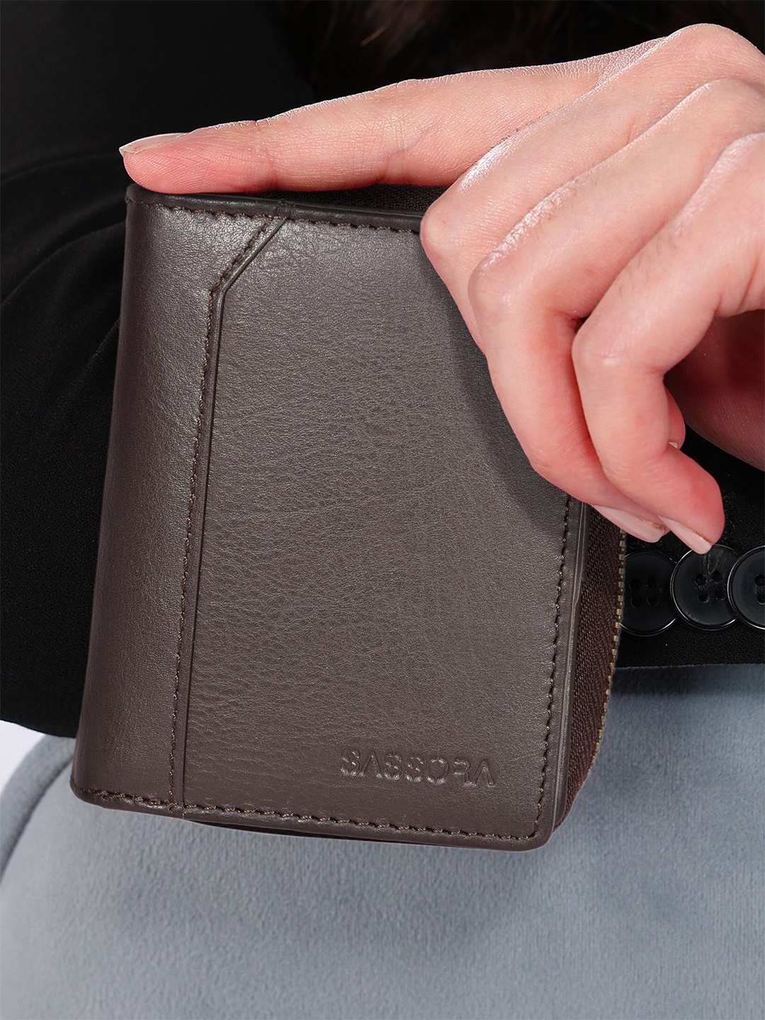 

Sassora Women Leather Two Fold Wallet, Brown