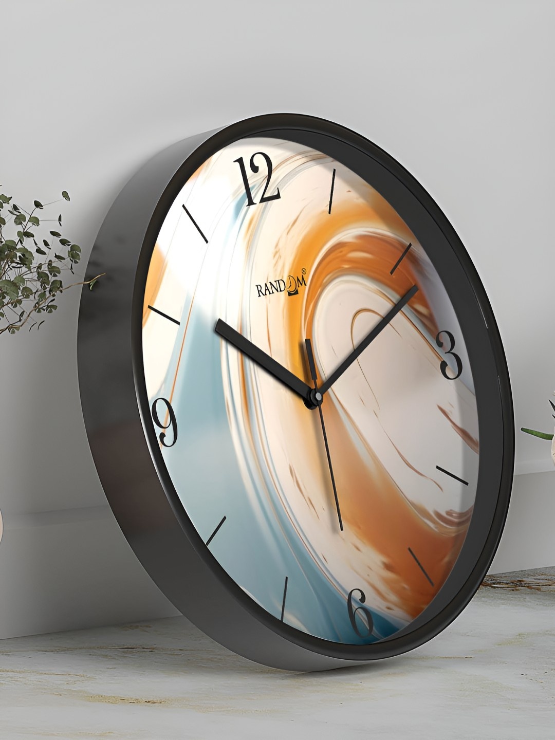 

RANDOM Printed Round Shaped Sweep Silent Movement Contemporary Wall Clock, Black