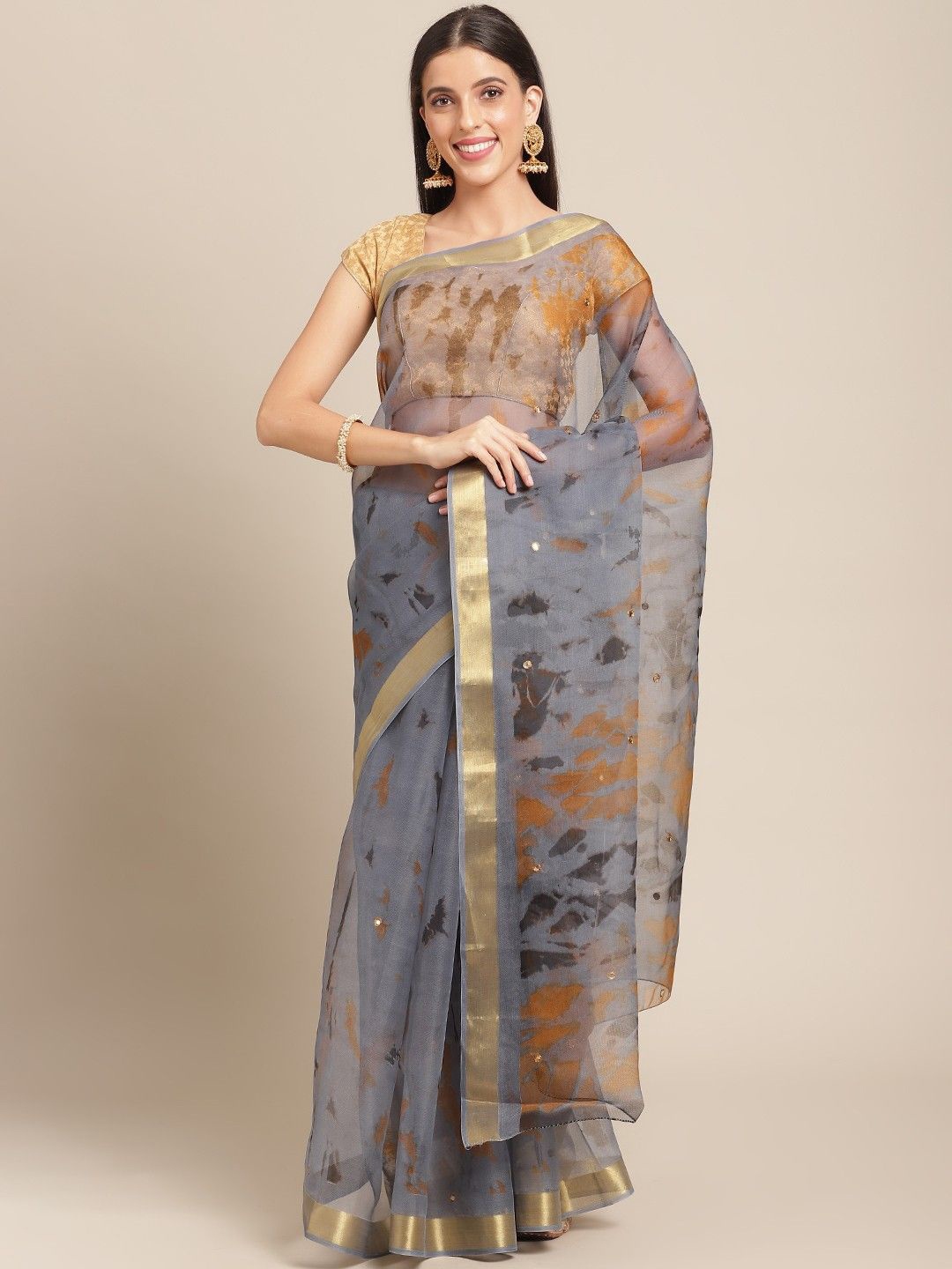 

Anouk Zari Organza Saree, Grey