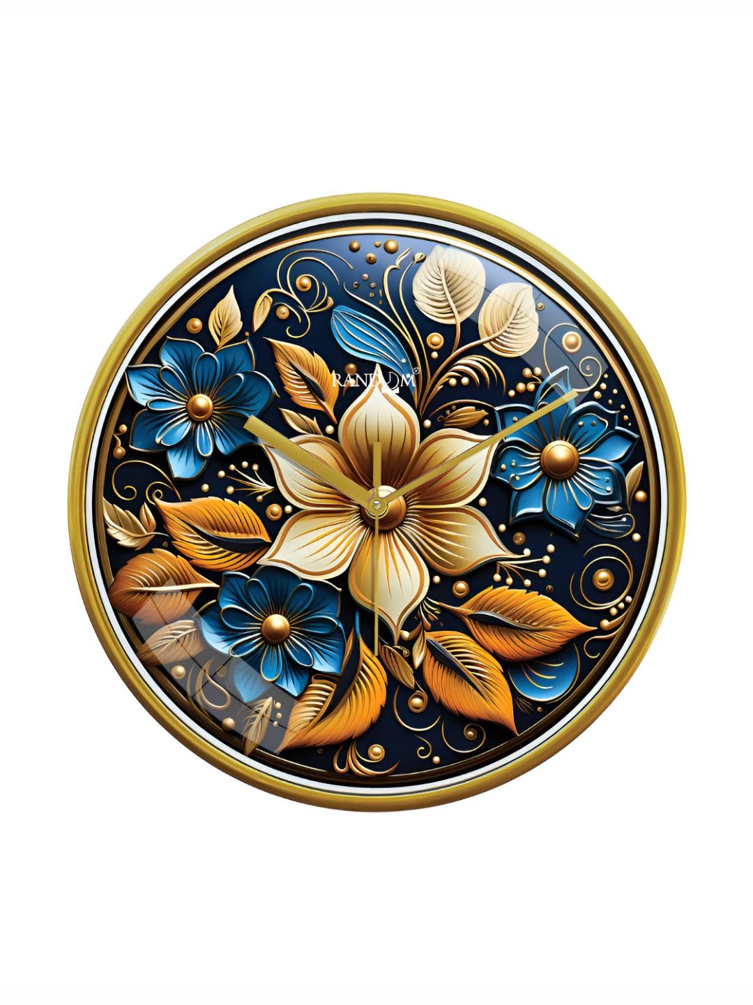 

RANDOM Printed Round Shaped Sweep Silent Movement Contemporary Wall Clock, Gold