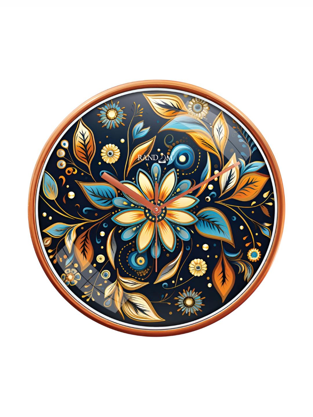 

RANDOM Printed Round Shaped Sweep Silent Movement Contemporary Wall Clock, Gold