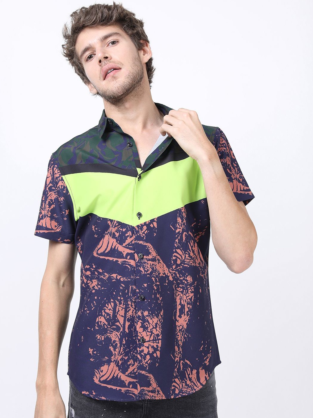 

Highlander Mens Printed Slim Fit Shirt, Purple