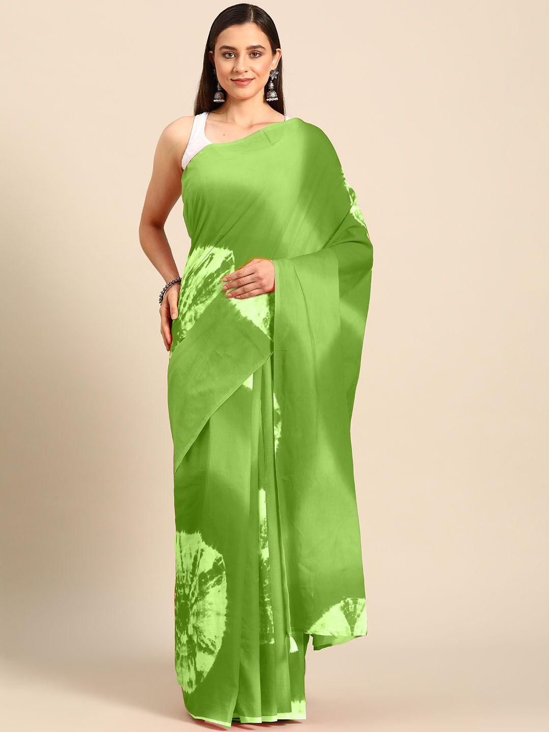 

BUTA BUTI Tie and Dye Pure Cotton Saree, Green