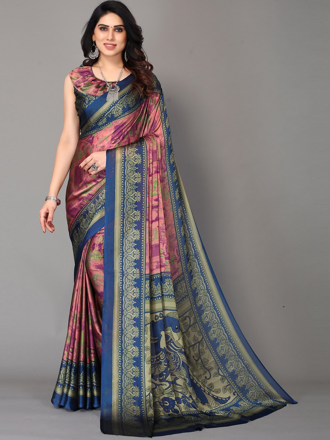 

VIRICA Abstract Printed Saree, Pink