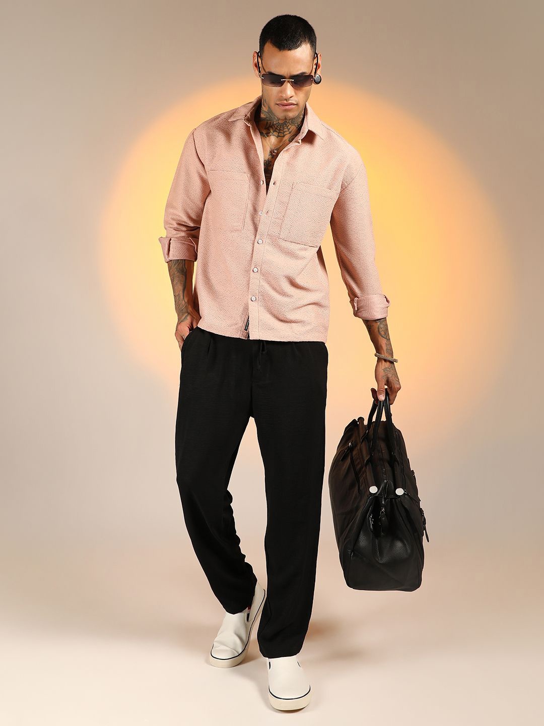 

Campus Sutra Men Comfort Spread Collar Solid Cotton Casual Shirt, Black