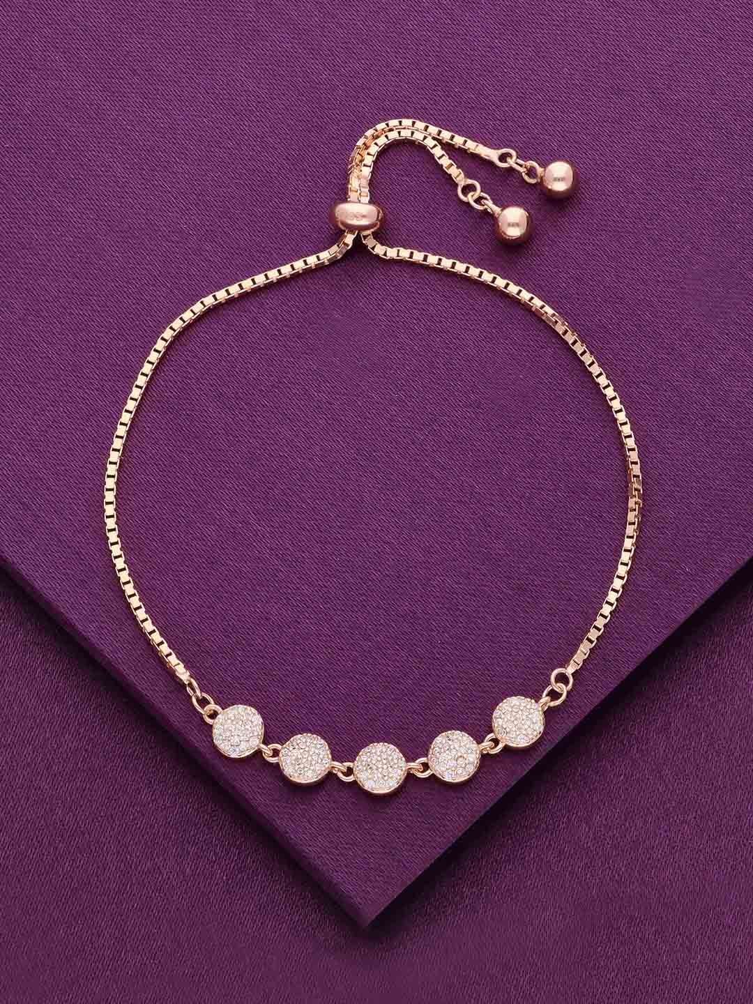 

KAI JEWEL Sterling Silver Cubic Zirconia Studded Rose Gold-Plated Wraparound Bracelet