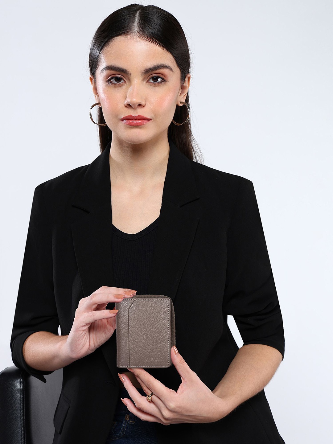 

Sassora Women Leather Two Fold Wallet, Grey