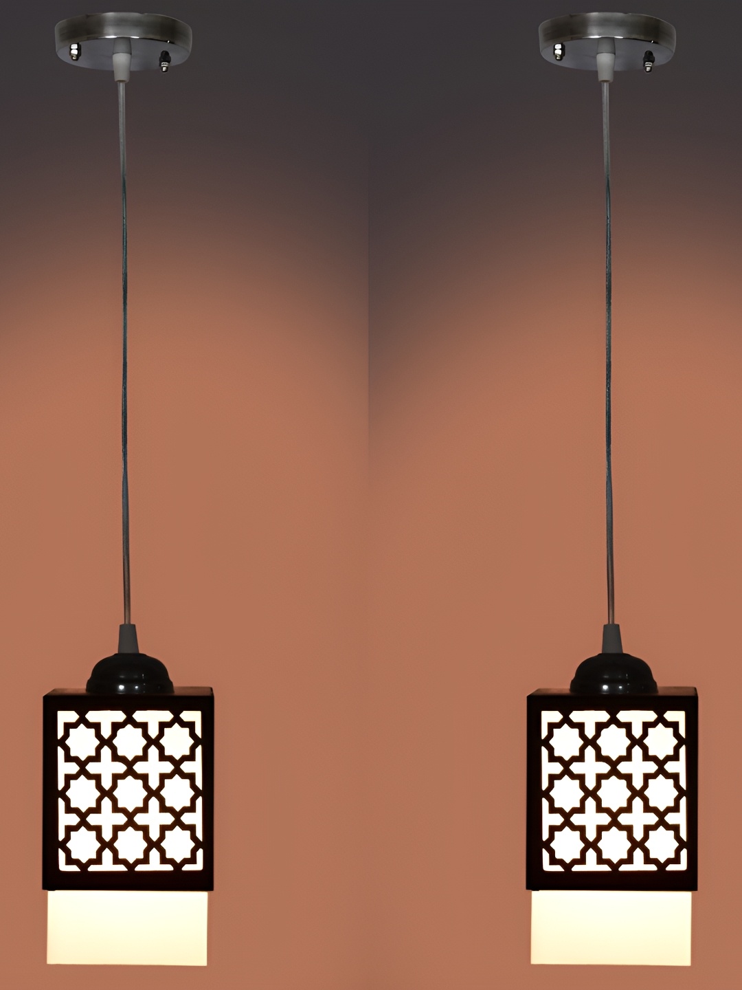 

Afast Black & White 2 Pieces Contemporary Wooden Textured Ceiling Lamps