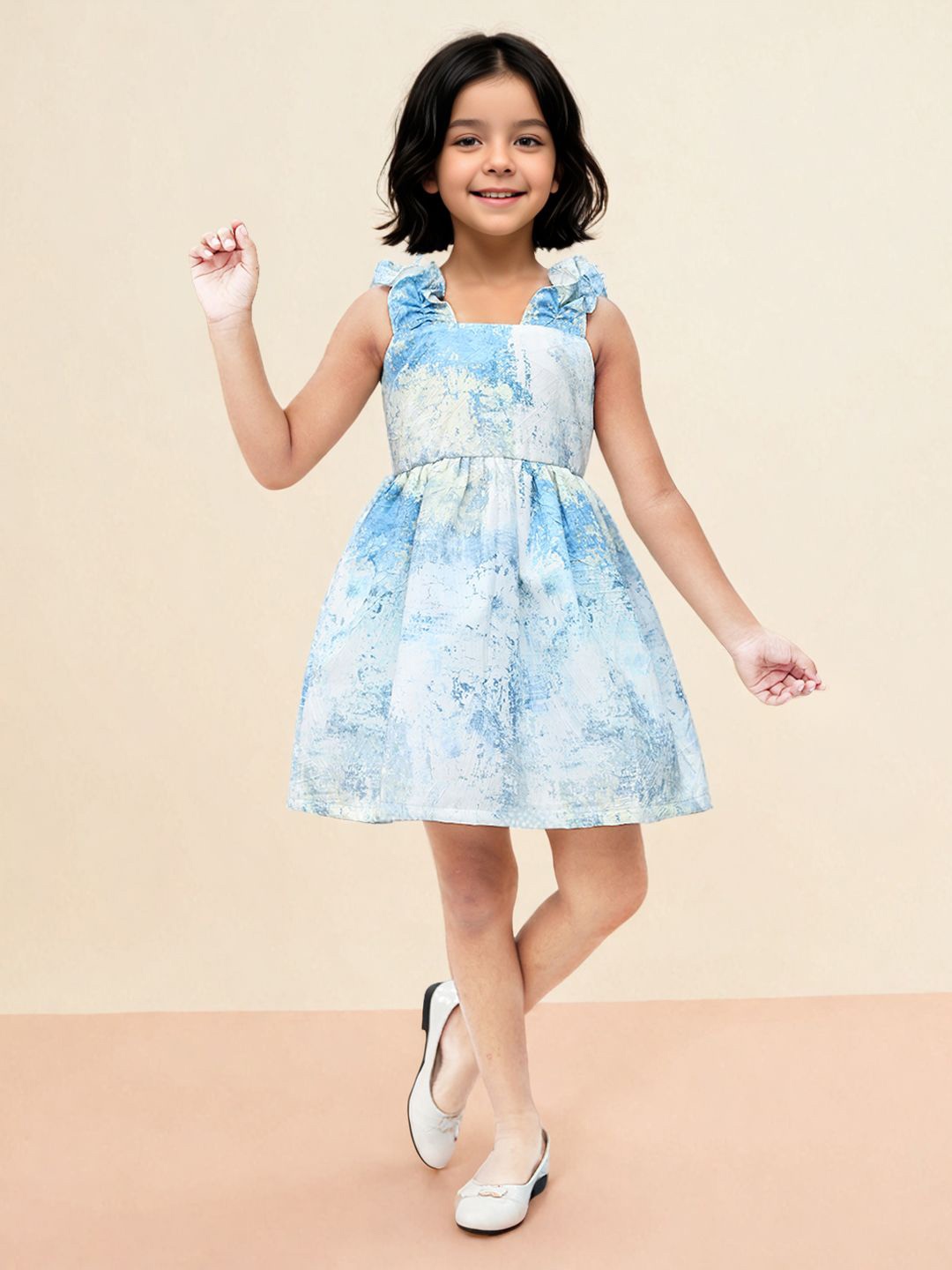

Toonyport Girl Floral Print Fit & Flare Dress, Blue