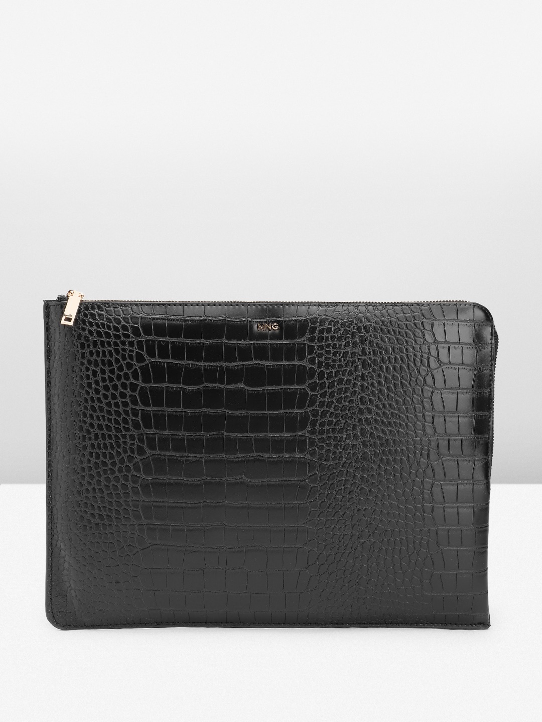 

MANGO Women Crocodile Textured Laptop Sleeve - 17 Inches, Black