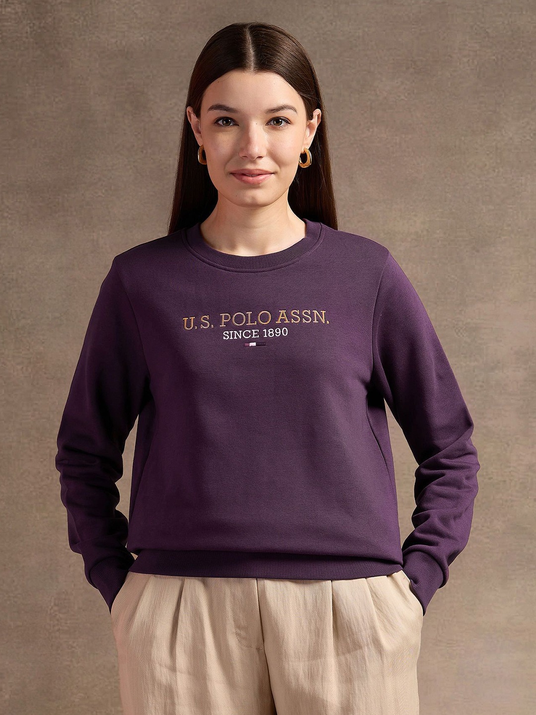 

U.S. Polo Assn. Women Women Printed Sweatshirt, Burgundy