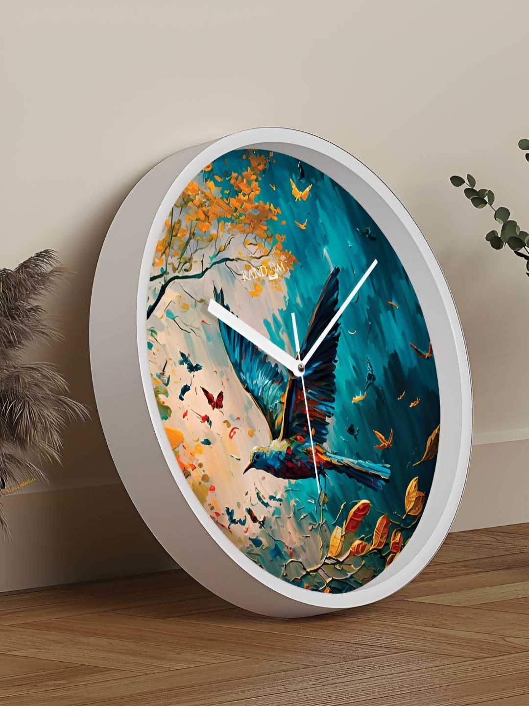 

RANDOM Printed Round Shaped Sweep Silent Movement Contemporary Wall Clock, White