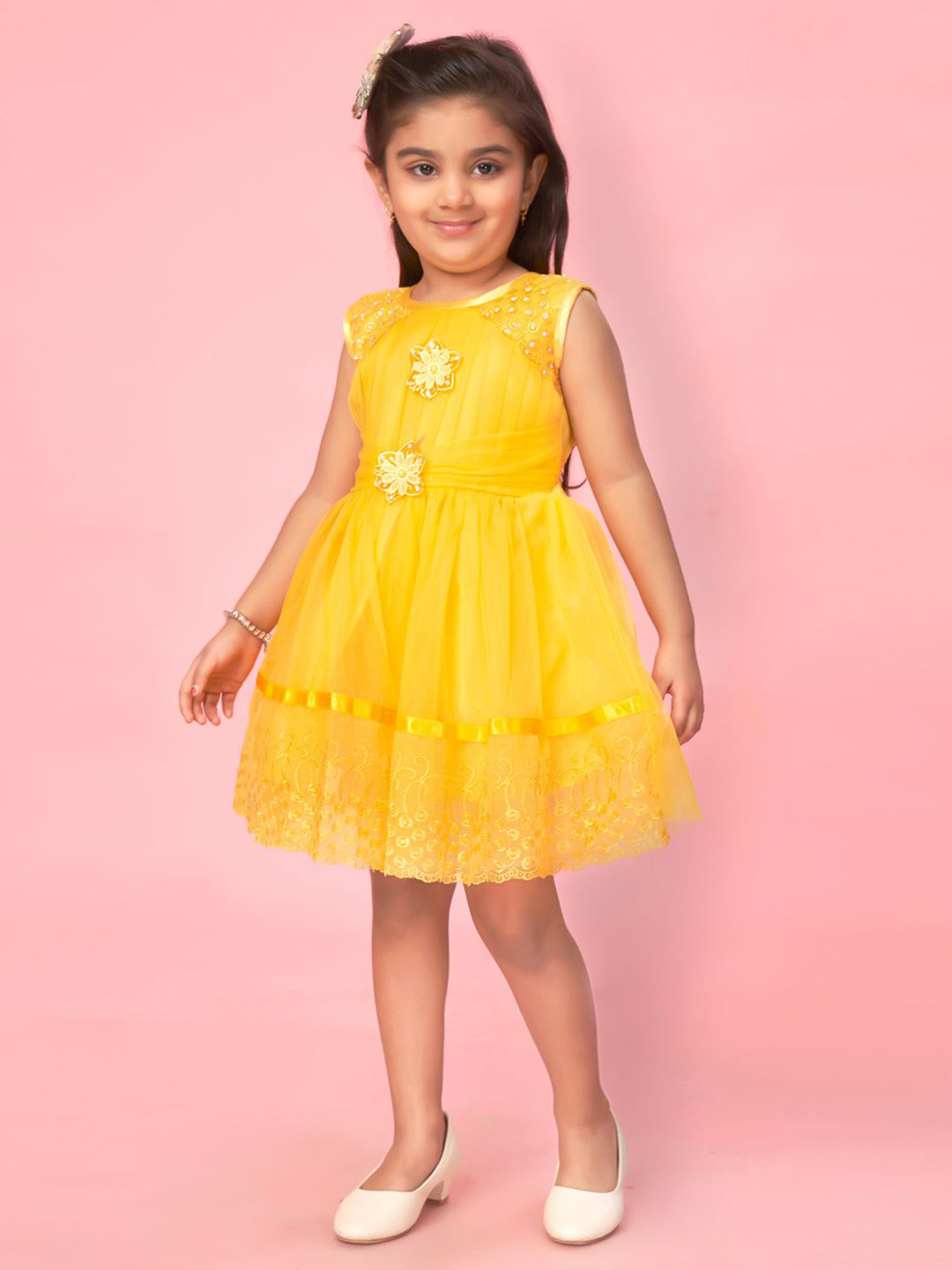 

BAESD Net Fit & Flare Dress, Yellow