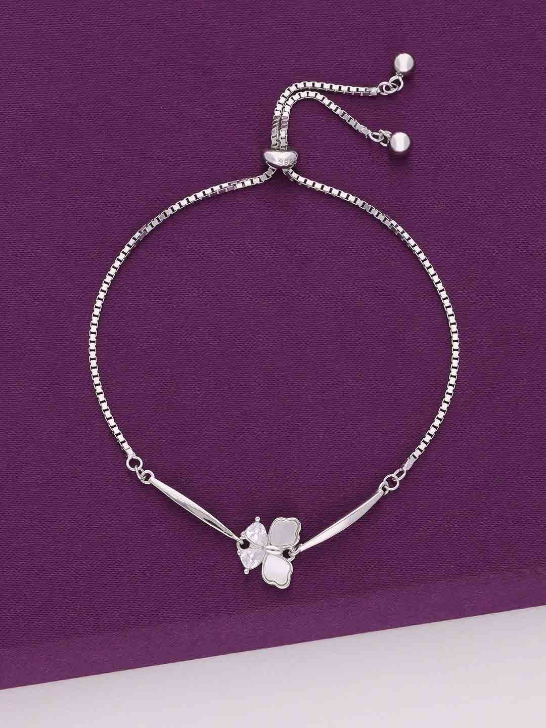 

KAI JEWEL 92.5 Sterling Silver Cubic Zirconia Rhodium-Plated Charm Bracelet
