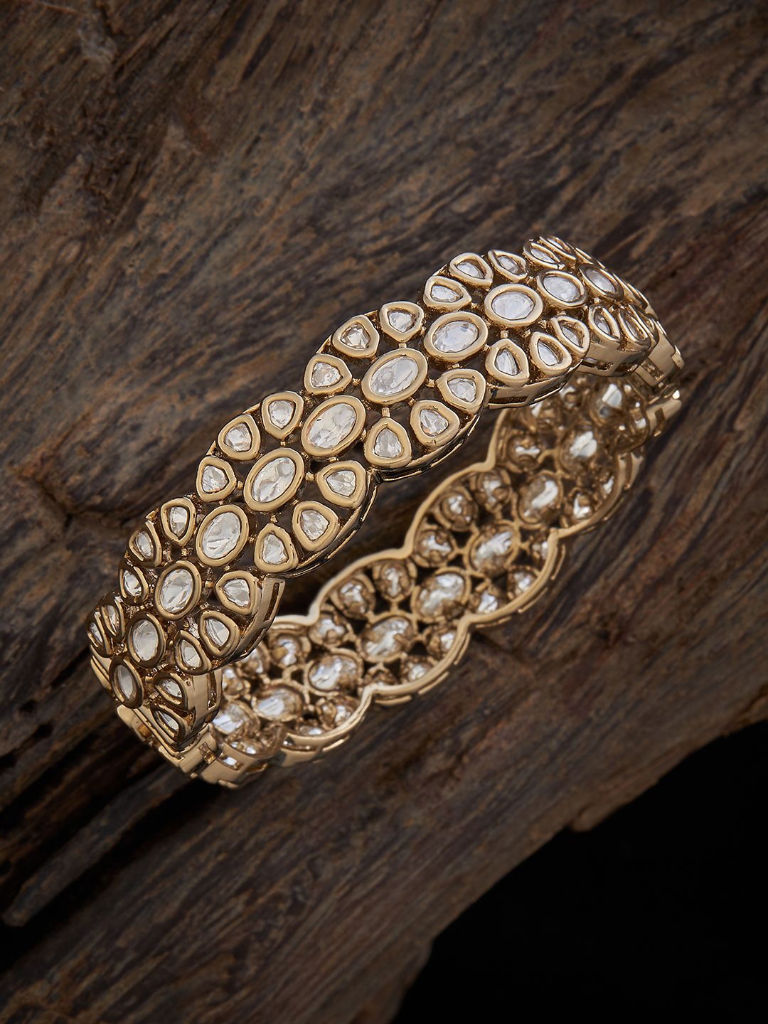 

Kushal's Fashion Jewellery Kundan Studded Bangle, Gold