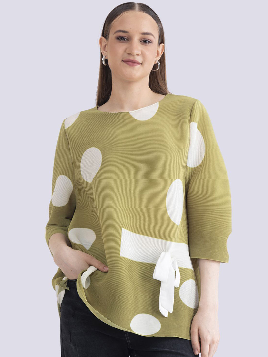 

Albion By CnM Women Geometric Printed Round Neck Top, Green