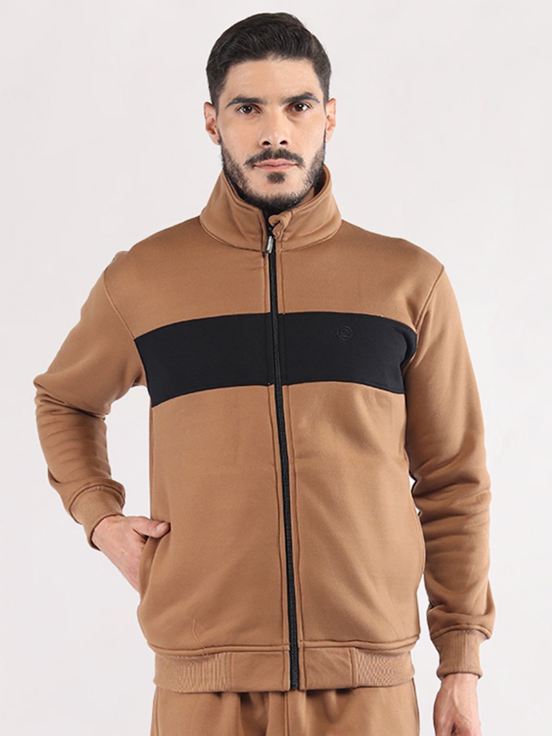 

CHKOKKO Men Fleece Running Sporty Jacket, Brown