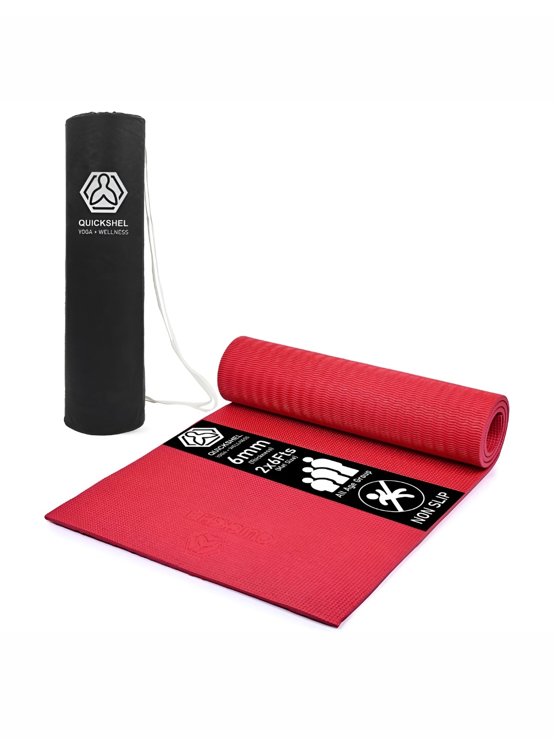 

QUICK SHEL Red Rectangular Anti-Slip Yoga Mat