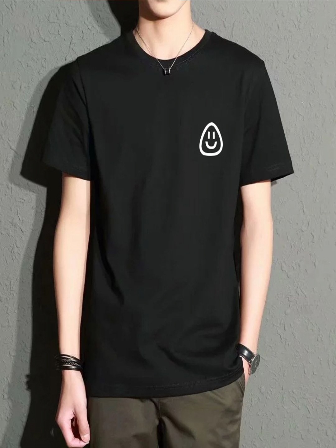 

StyleCast Men Henley Neck Applique T-shirt, Black