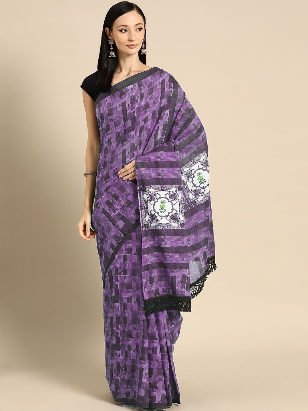

BUTA BUTI Pure Cotton Saree, Pink