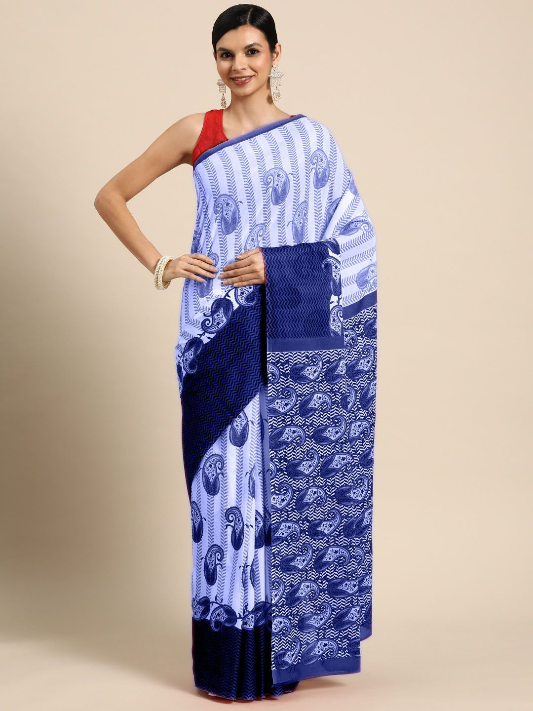 

BUTA BUTI Floral Pure Cotton Saree, Lavender
