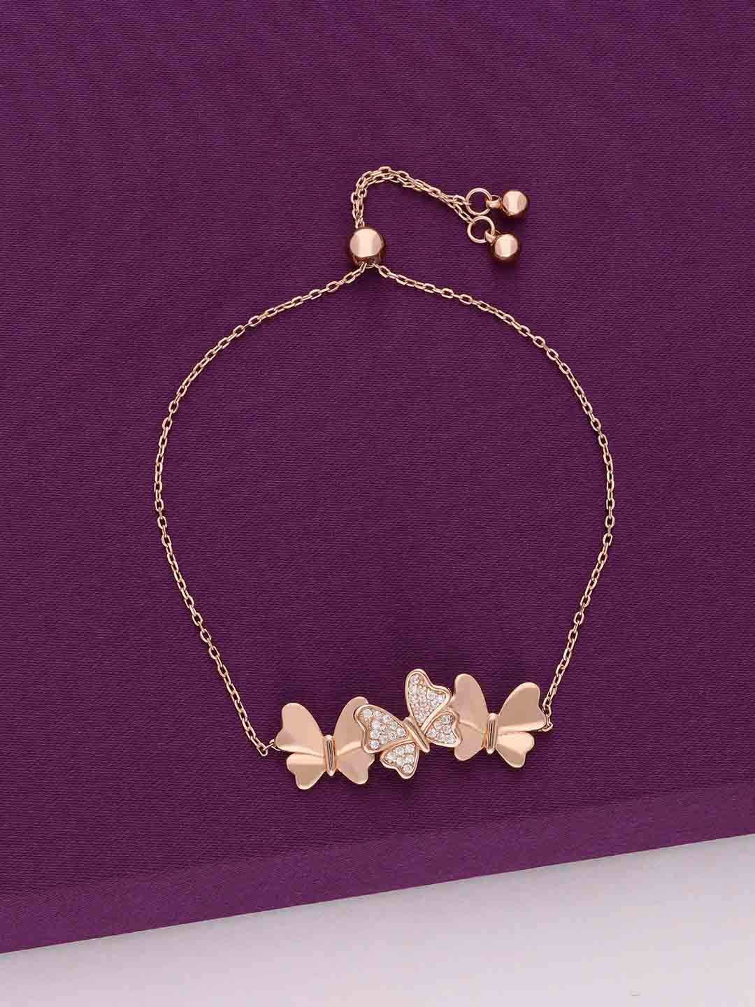 

KAI JEWEL 92.5 Sterling Silver Cubic Zirconia Rose Gold-Plated Wraparound Bracelet