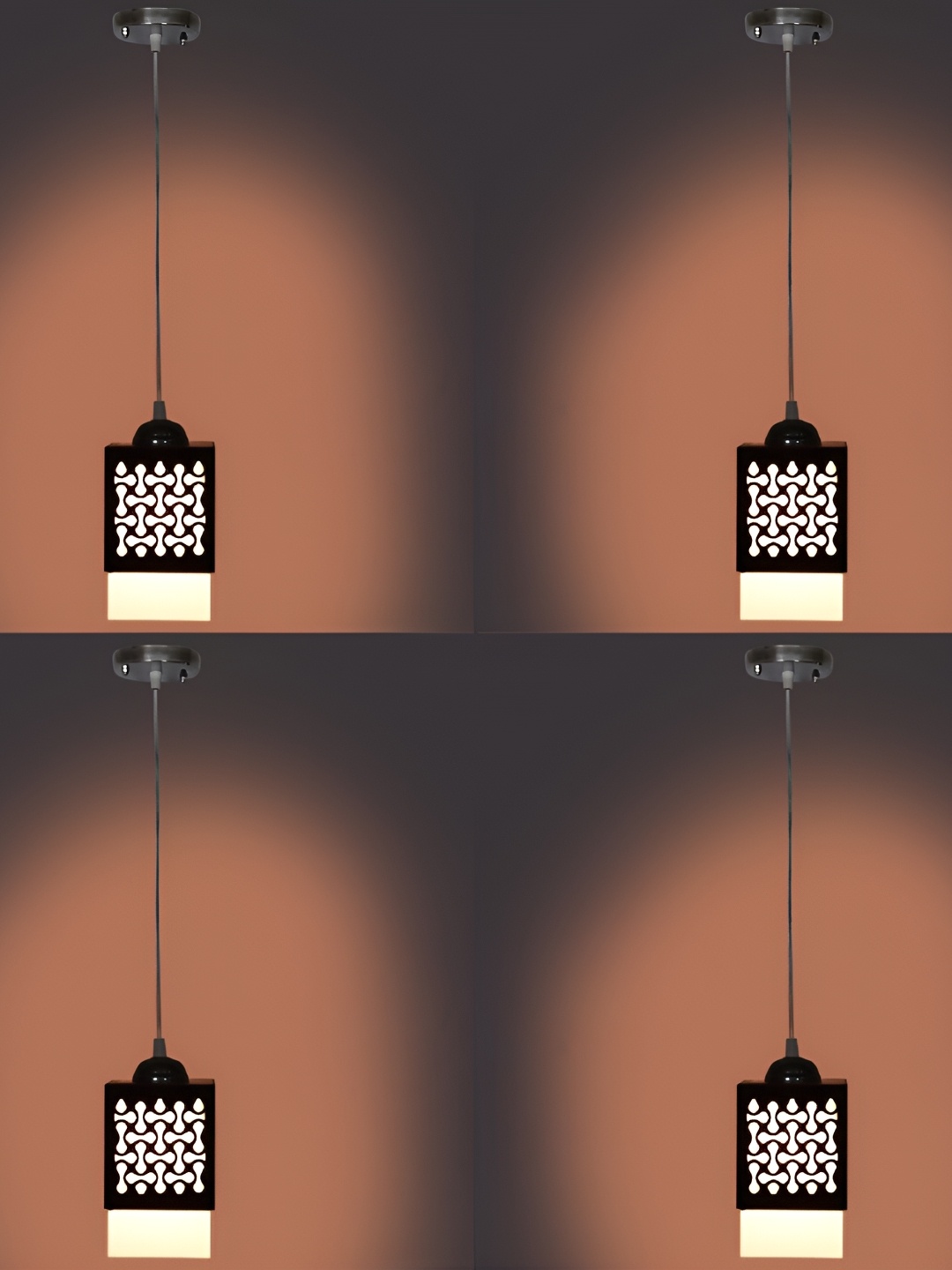 

Afast Black & White 4 Pieces Contemporary Wooden Textured Ceiling Lamps
