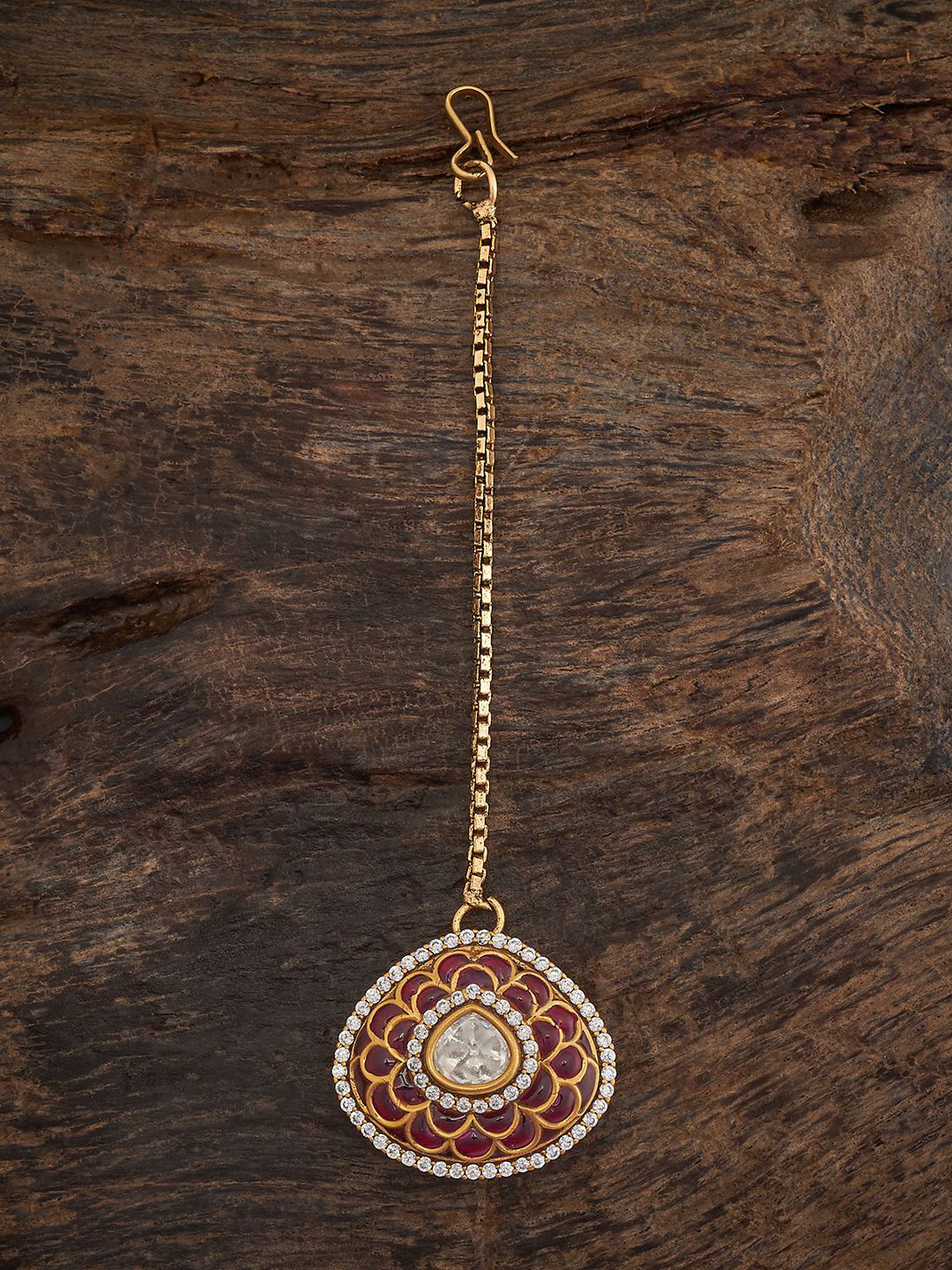 

Kushal's Fashion Jewellery Gold-Plated Kundan Studded Maang Tikka