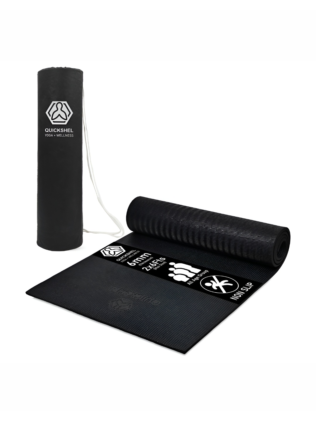 

QUICK SHEL Black Rectangular Anti-Skid Yoga Mat