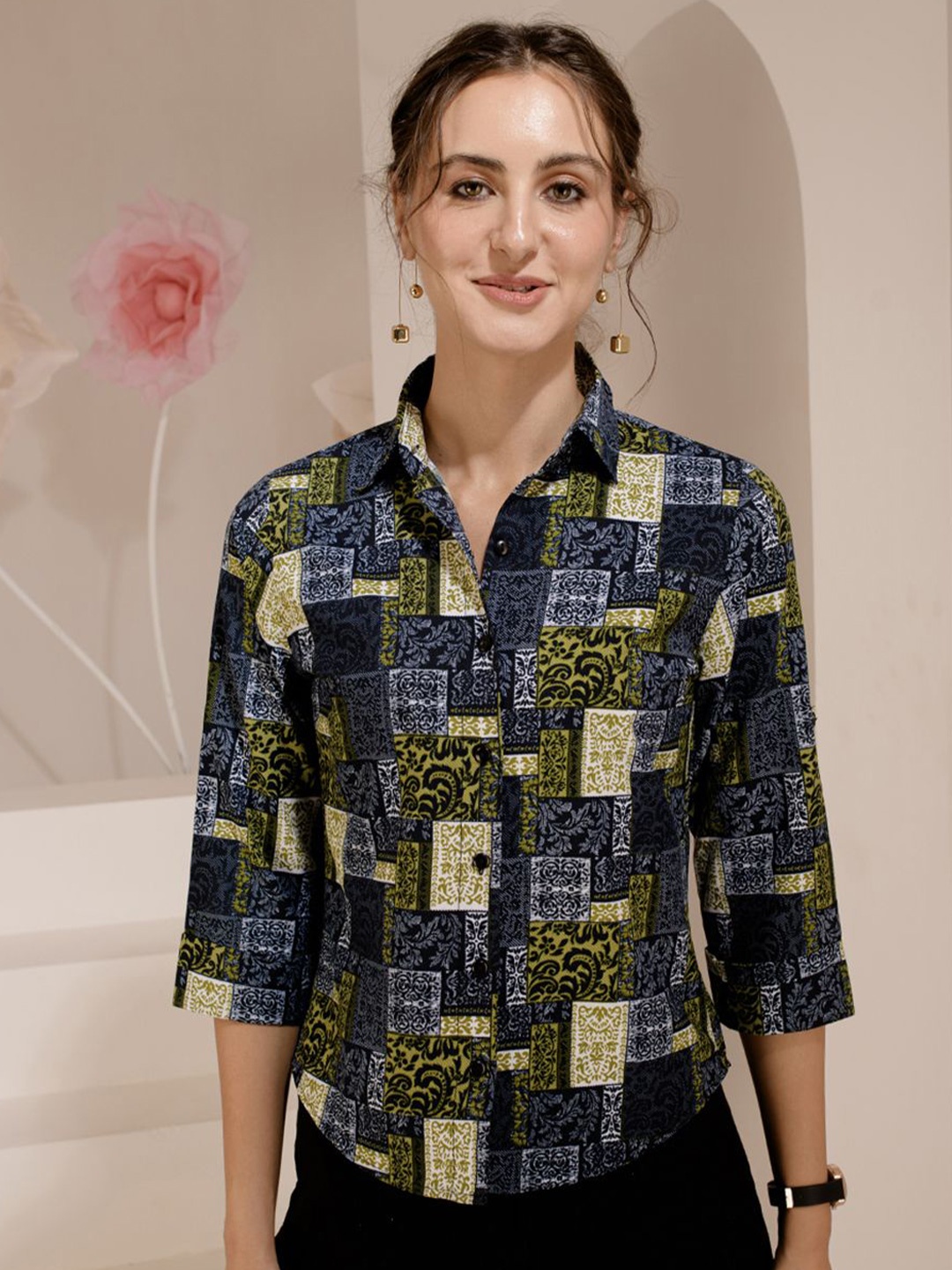 

TANDUL Women Standard Ethnic Motifs Printed Polycotton Casual Shirt, Multi