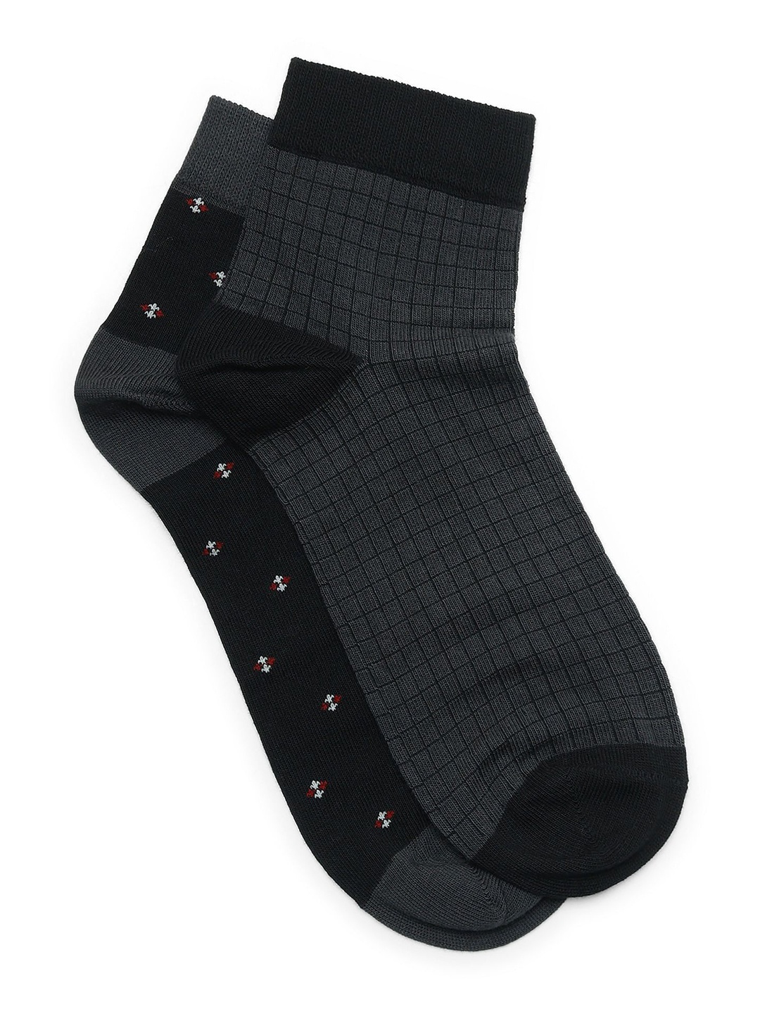 

Arrow Men Pack Of 3 Patterned Cotton Ankle-Length Socks, Black