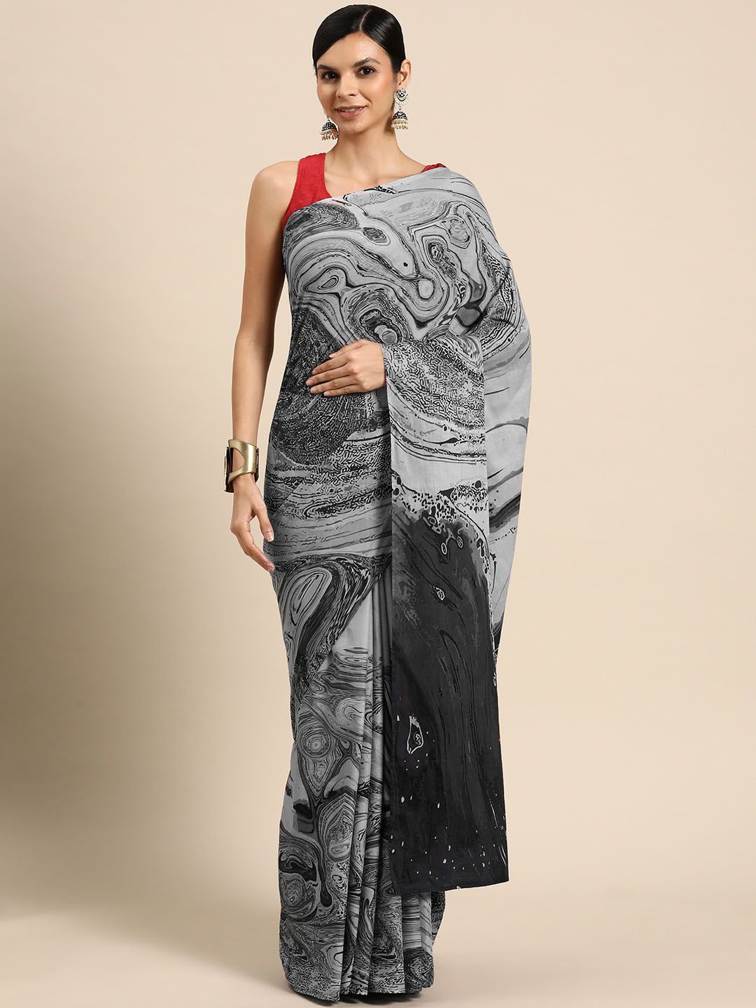 

BUTA BUTI Pure Cotton Saree, Black