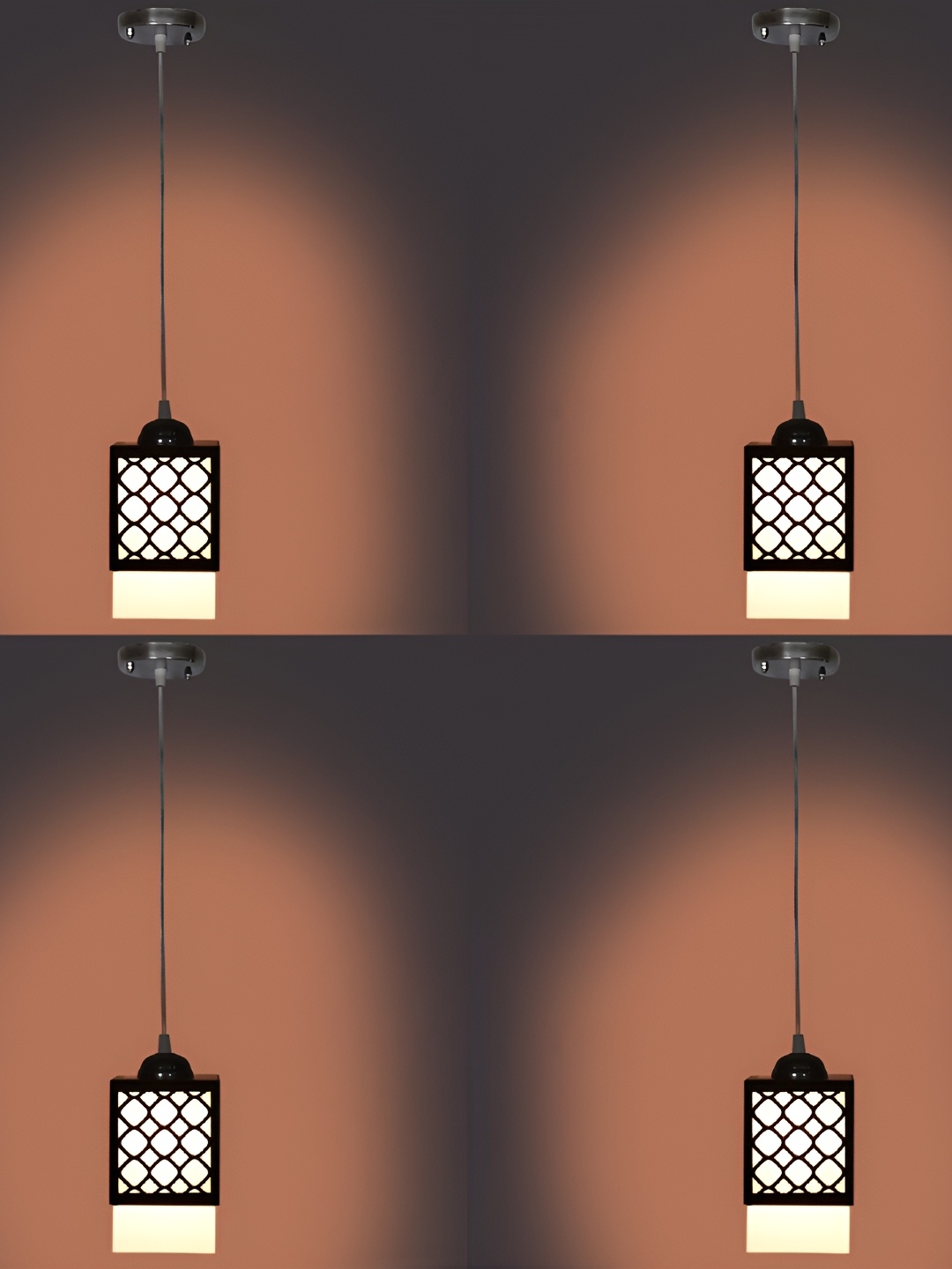 

Afast Black & White 4 Pieces Textured Wooden Pendant Ceiling Lamp