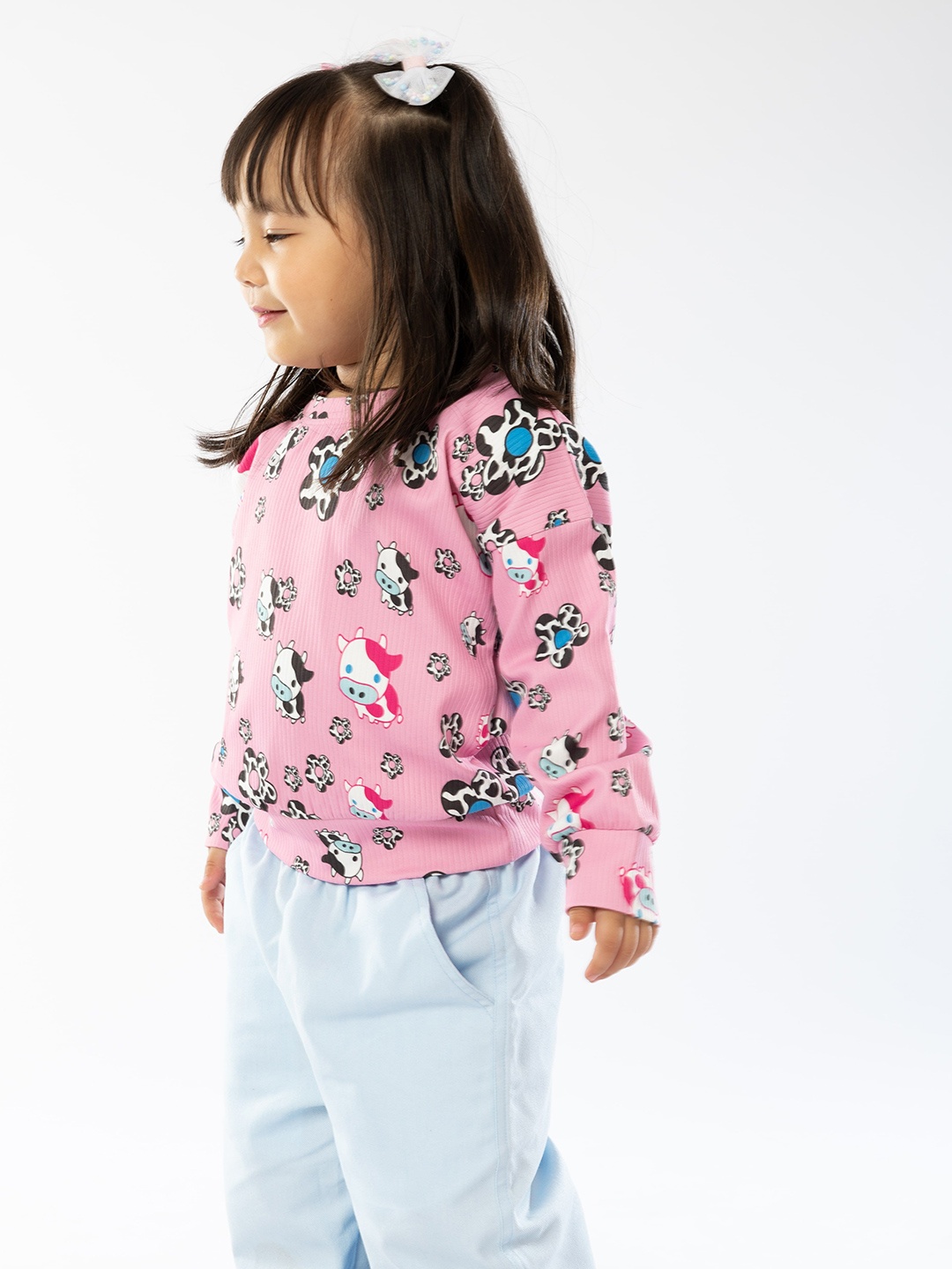 

BAESD Girls Abstract Printed Round Neck Top, Pink