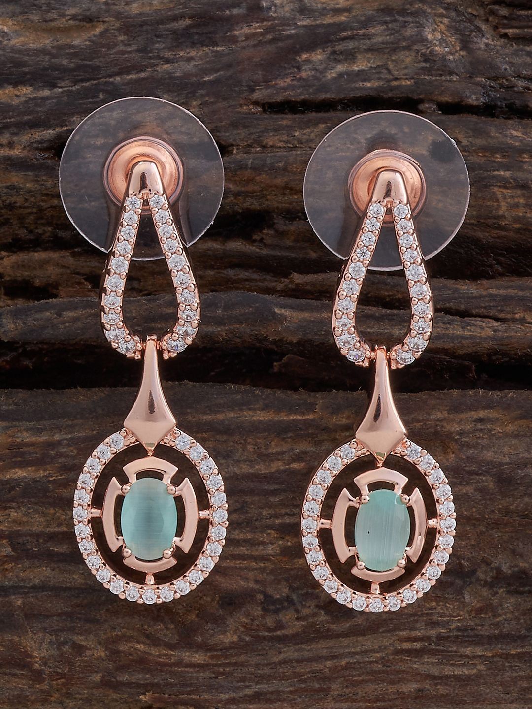 

Kushal's Fashion Jewellery Rose Gold-Plated Cubic Zirconia Studded Drop Earrings