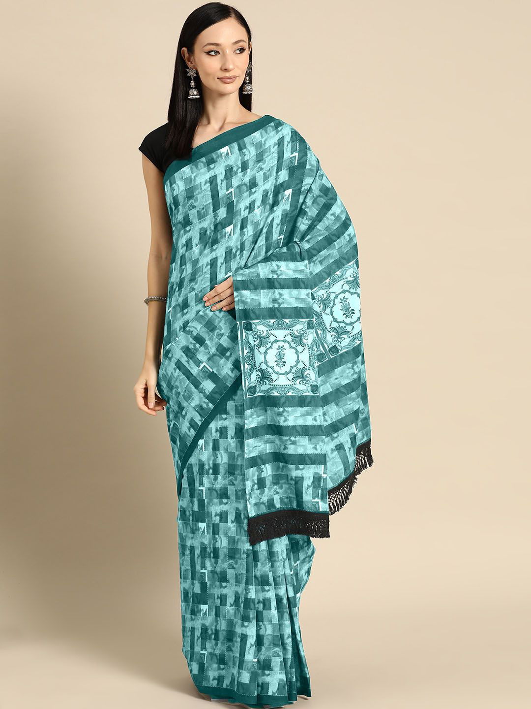 

BUTA BUTI Pure Cotton Saree, Blue