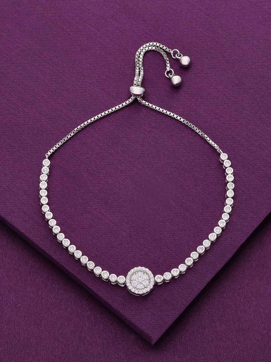 

KAI JEWEL 925 Sterling Silver Rhodium-Plated Cubic Zirconia Studded Wraparound Bracelet