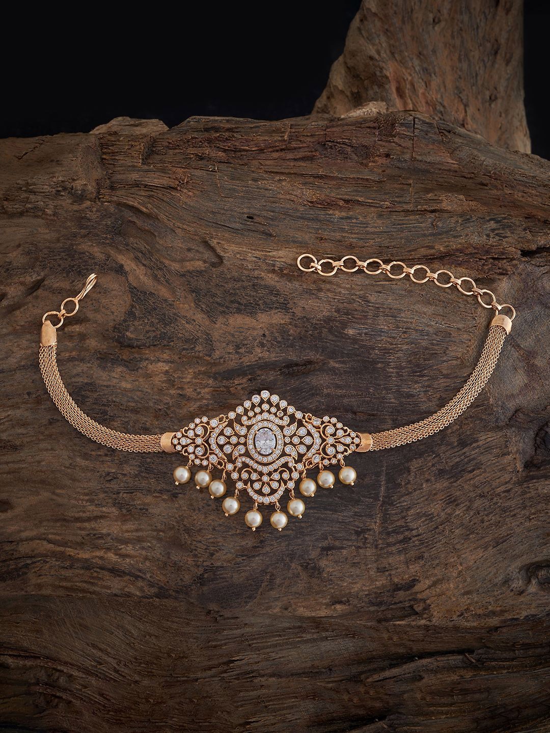 

Kushal's Fashion Jewellery Gold-Plated Cubic Zirconia Studded Armlet Bracelet