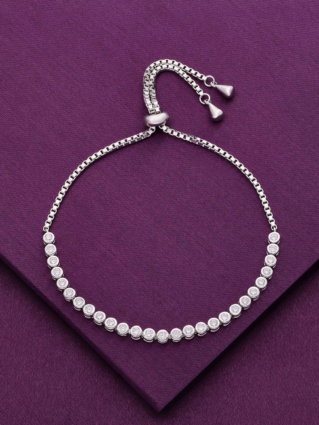 

KAI JEWEL 92.5 Sterling Silver Cubic Zirconia Rhodium-Plated Wraparound Bracelet
