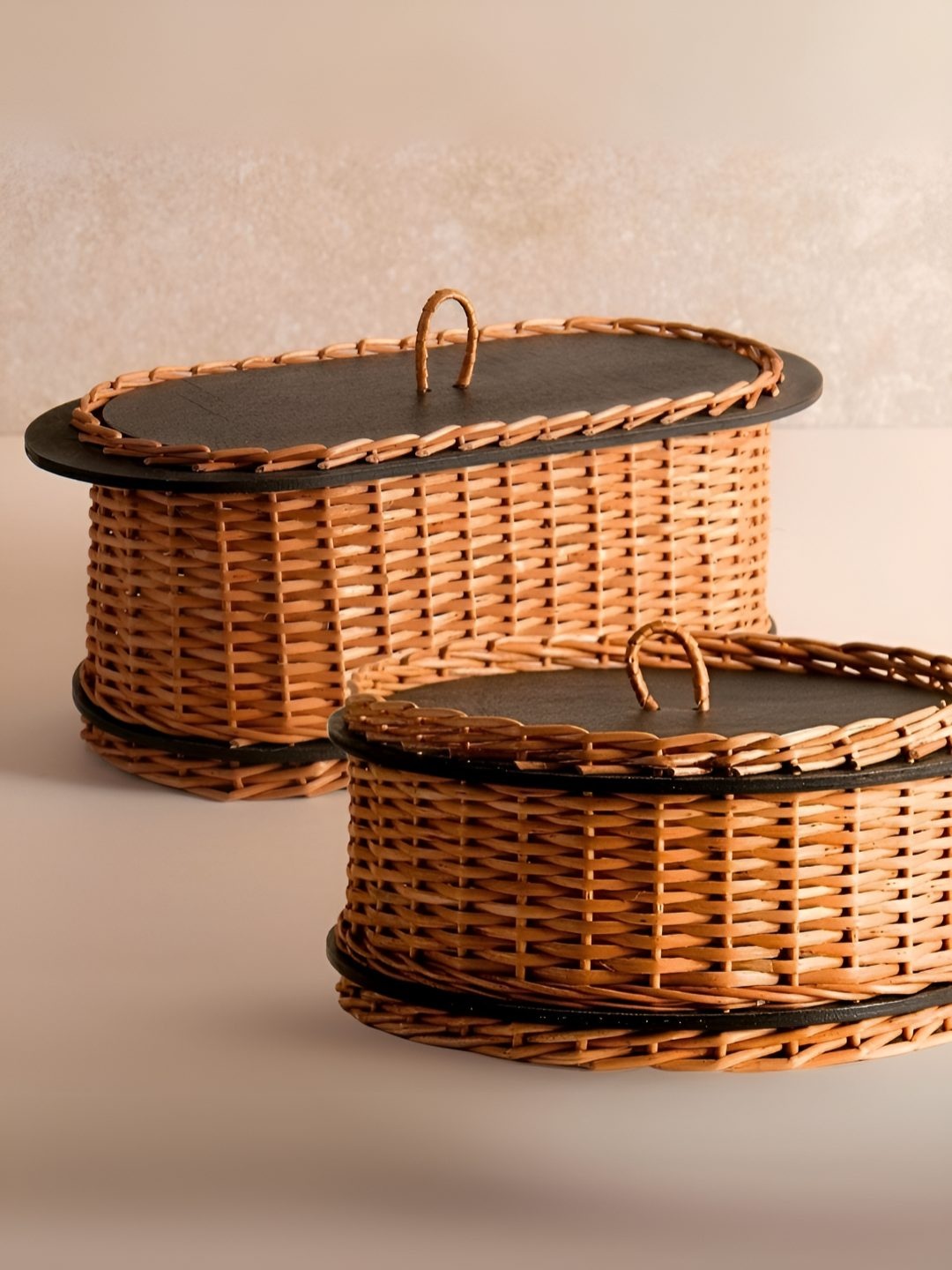 

Peepul Tree Piece of 2 Peepul Tree Wicker Bread Basket & Storage Box Combo, Brown