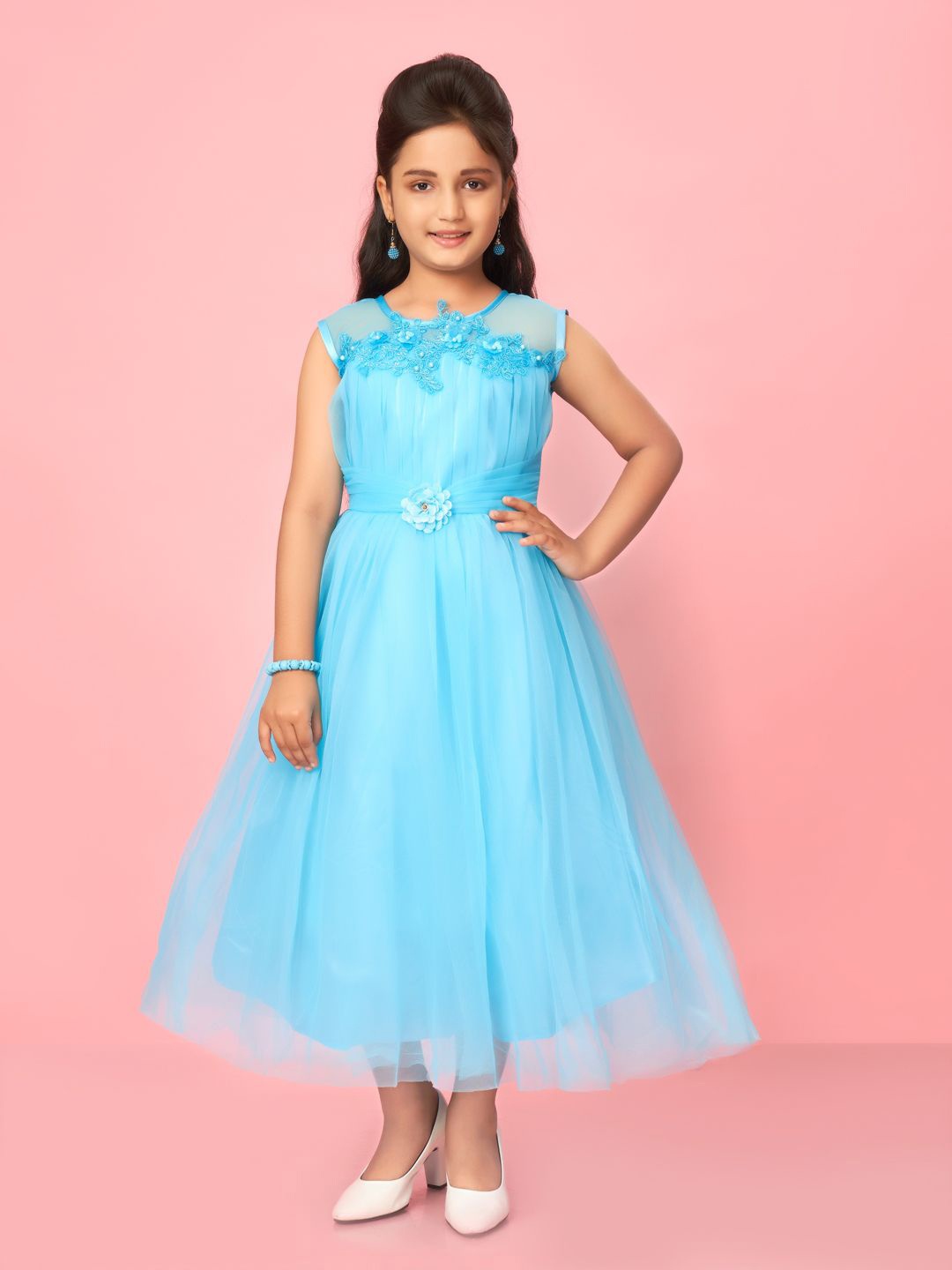 

BAESD Net Fit & Flare Maxi Dress, Turquoise blue