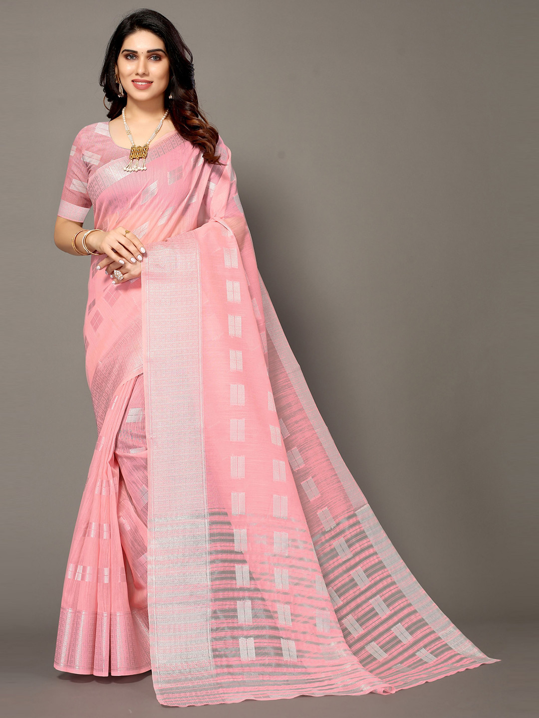 

VIRICA Woven Design Zari Banarasi Saree, Pink