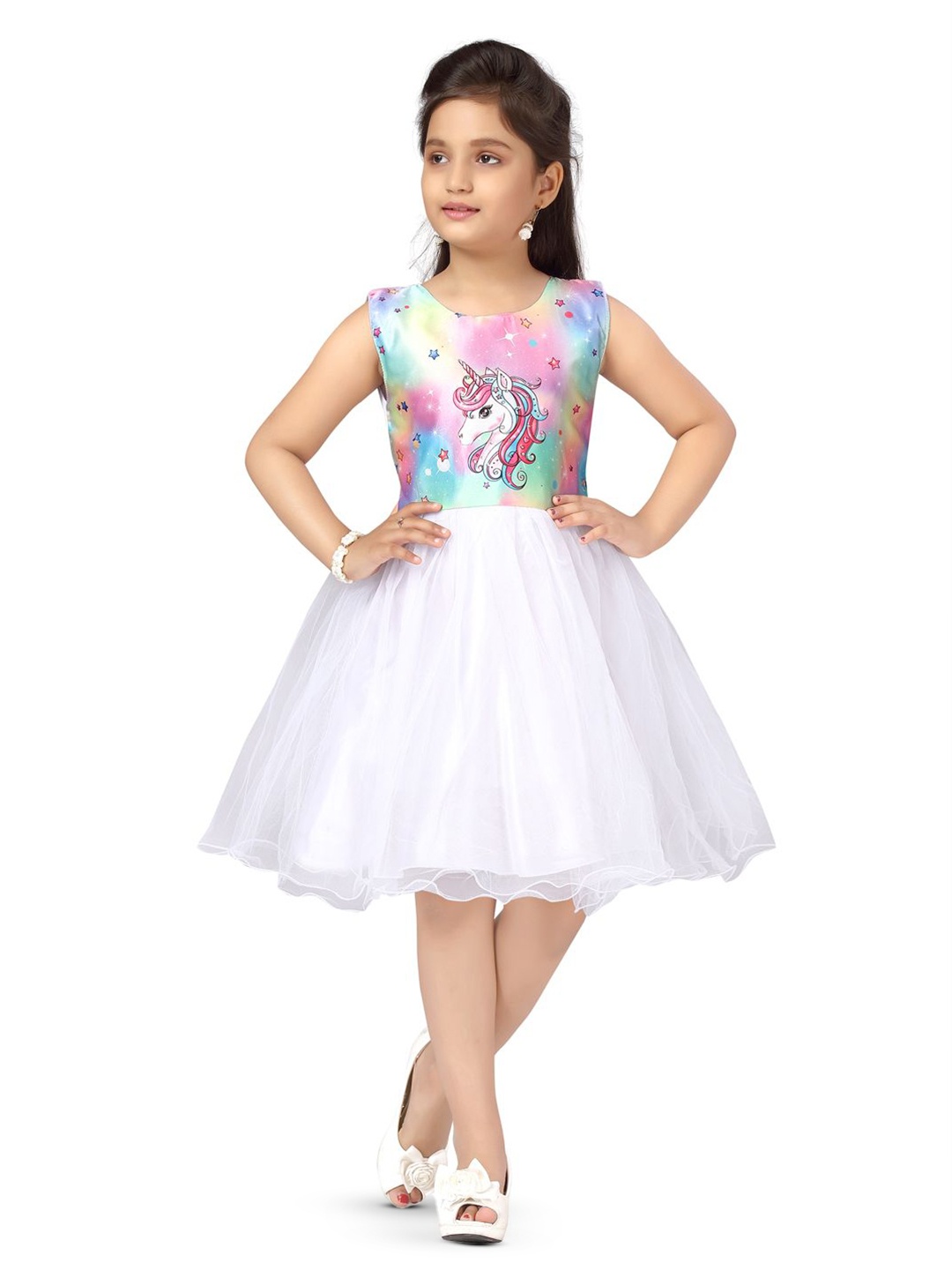 

BAESD Net Fit & Flare Dress, White