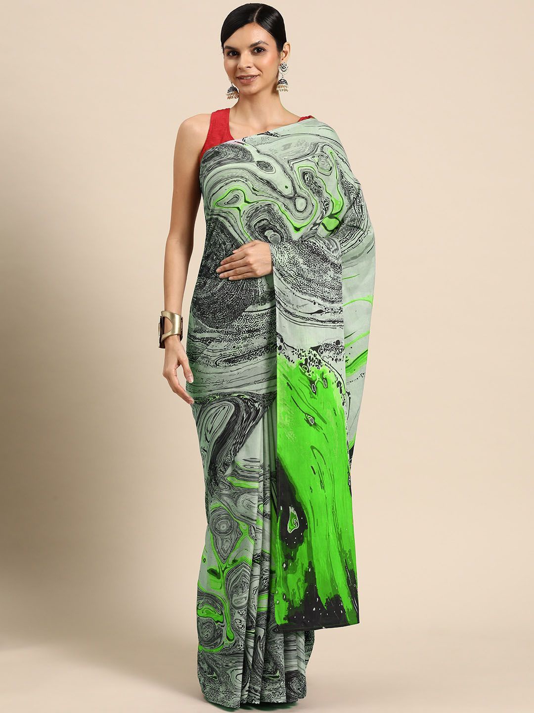 

BUTA BUTI Pure Cotton Saree, Green